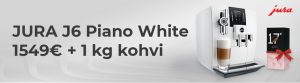 JURA J6 Piano White 1549 € + 1 kg kohvi