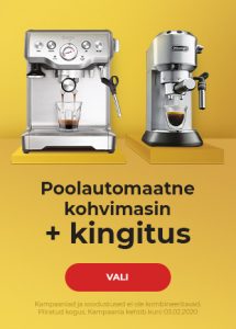 Osta poolautomaatne kohvimasin ja saa kohvi kingituseks
