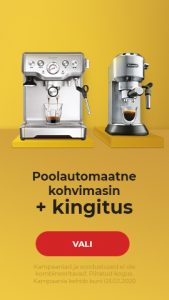 Osta poolautomaatne kohvimasin ja saa kohvi kingituseks