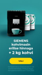 SIEMENS kohvimasin erilise hinnaga + 2 kg Caprissimo kohvi