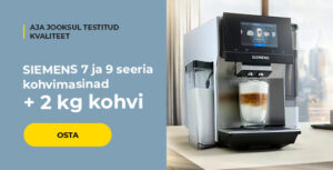 SIEMENS 7 ja 9 seeria kohvimasinad + 2 kg kohvi
