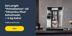 De'Longhi „PrimaDonna“ või „Dinamica Plus“ kohvimasin + 4 kg kohvi
