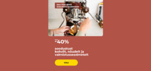 Kuni -40% soodustust kohvilt, nõudelt ja valmistusseadmetelt