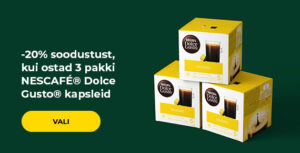 -20% soodustust, kui ostad 3 pakki NESCAFÉ® Dolce Gusto® kapsleid