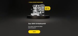 Saa 50€ kinkekaart!!! Kui ostad vähemalt 500€ kohvimasina*. "