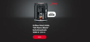 Eriline hind JURA "E8 Piano Black" kohvimasinale € 1099 €1299