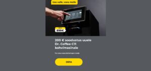 200 EUR soodustus uuele Dr. Coffee C11 kohvimasinale.
