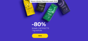 "Imeline pakkumine kahe paki kohvi ostmisel! -80% teisele CAPRISETTE 1 kg kohvile"