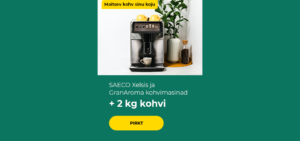 SAECO Xelsis ja GranAroma kohvimasinad + 2 kg kohvi